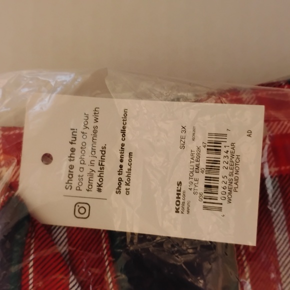 SEALED ~ Jammies For Your Families Tolli Tartan Plaid Pajama Set - 3X - Picture 6 of 6